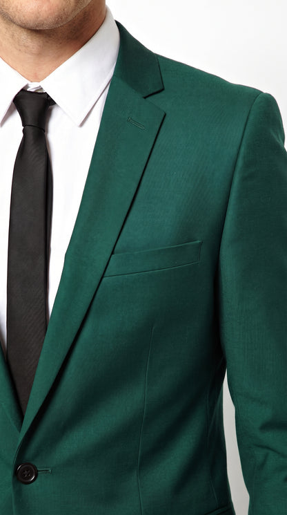 Men’s Emerald Hunter Green Two-Button Suit – Formal Wedding, Prom & Party Suit with Side Vents