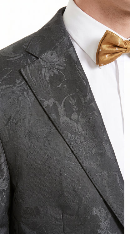 Men’s Black Paisley Floral Suit – 2-Piece Wedding & Prom Formal Suit