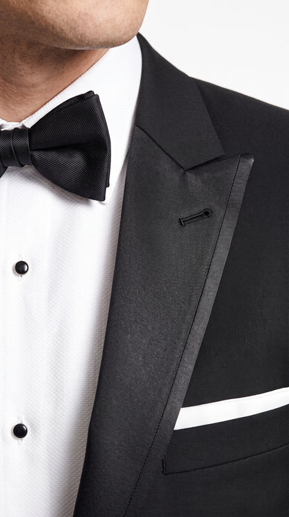 Men's Black Peak Lapel Wedding Tuxedo – Modern Fit Single-Breasted Formal Prom & Groom Tuxedo Suit