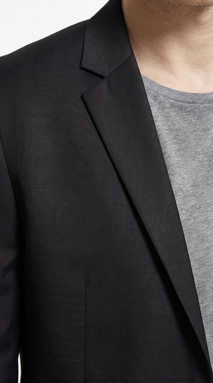 Men's Black Wool Suit – Classic 2 Button Modern Fitted Solid Color Business, Wedding & Formal Suit