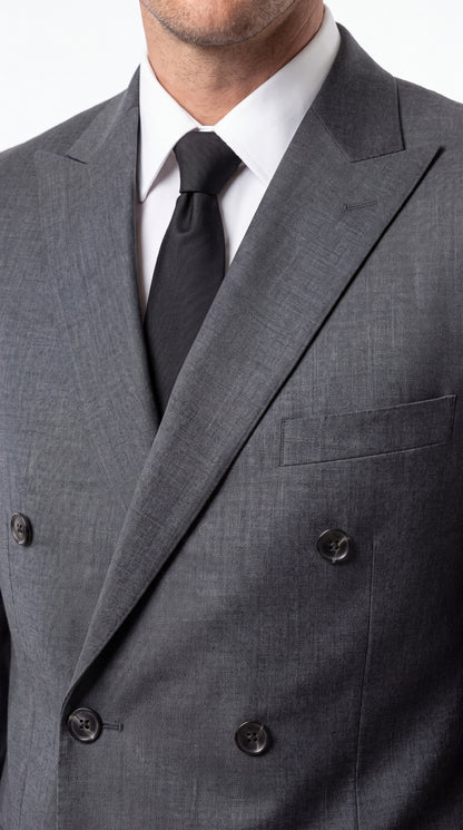 Men’s Grey Double Breasted Suit – 6 Button Classic Fit Formal Business Wedding Suit