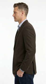 Men’s Brown 2 Button Dress Casual Blazer with Notch Lapel, Fashion Sport Coat