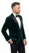 Men’s Olive Hunter Green Velvet Tuxedo Jacket with Black Satin Lapel, Formal Wedding Dinner Blazer