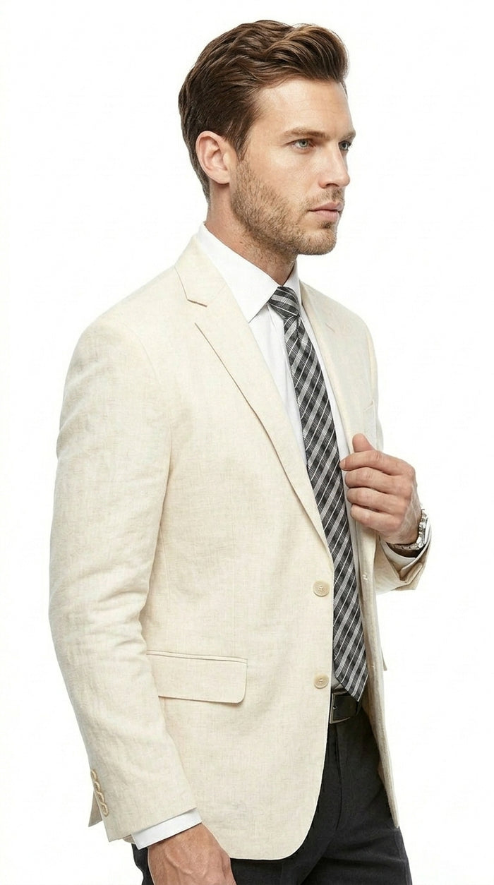 Men’s Ivory Cream Off White 2 Button Blazer, Formal Wedding Dinner Sport Coat Jacket
