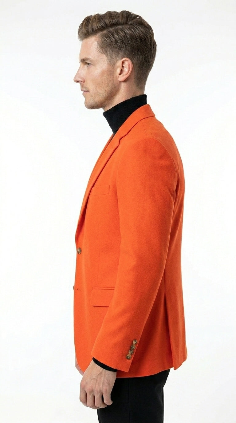 Men’s Orange Blazer, Bold Formal Wedding Church Party Sport Coat Jacket