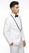 Men’s Waverly White 1 Button Shawl Tuxedo Jacket with Black Trim, Ike Evening Formal Blazer