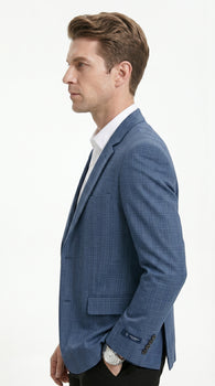 Men’s Teal Blue Plaid Western Sport Coat, Business Casual Cowboy Blazer Jacket