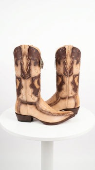 Men’s King Exotic Genuine Sharkskin Boots 3X Toe, Burnished Oryx Western Cowboy Boots 495V20911