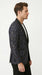 Men’s Navy Black Glitter Floral Tuxedo Dinner Jacket with Satin Lapel, Sequin Formal Blazer