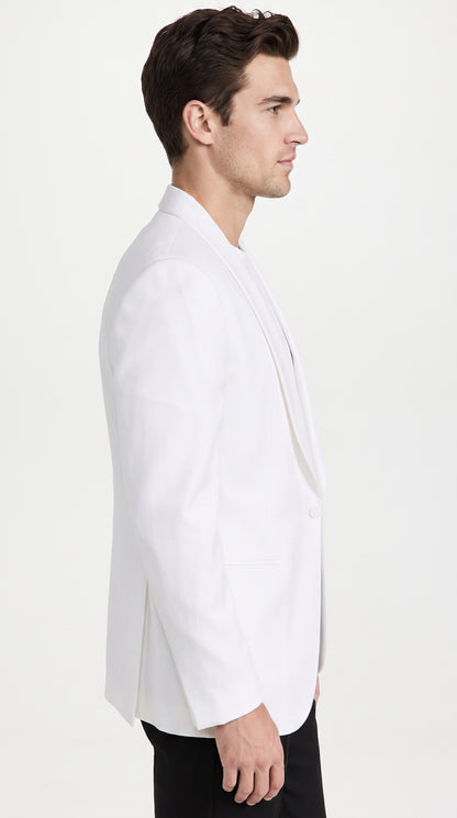 Men’s White Dinner Jacket with Shawl Lapel, Formal Wedding Prom Tuxedo Blazer