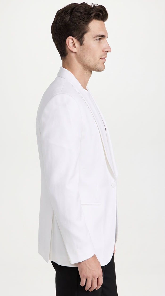 Men’s White Dinner Jacket with Shawl Lapel, Formal Wedding Prom Tuxedo Blazer