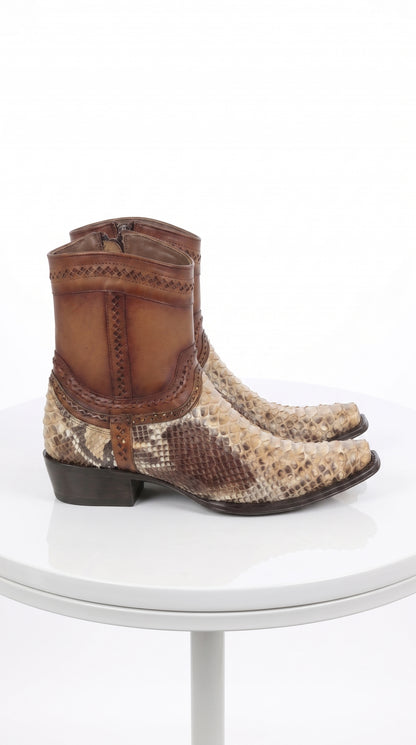 Men’s Los Altos Oryx Python Skin Short Boots, Original Python European Toe Western Dress Boots
