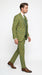 Men’s Blue and Gold Windowpane Plaid 3 Piece Wool Suit with Double Breasted Vest