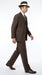Men’s Brown Pinstripe Zoot Suit with 3 Button Jacket, Vest and Wide Leg Pants, 1920s Gangster Suit