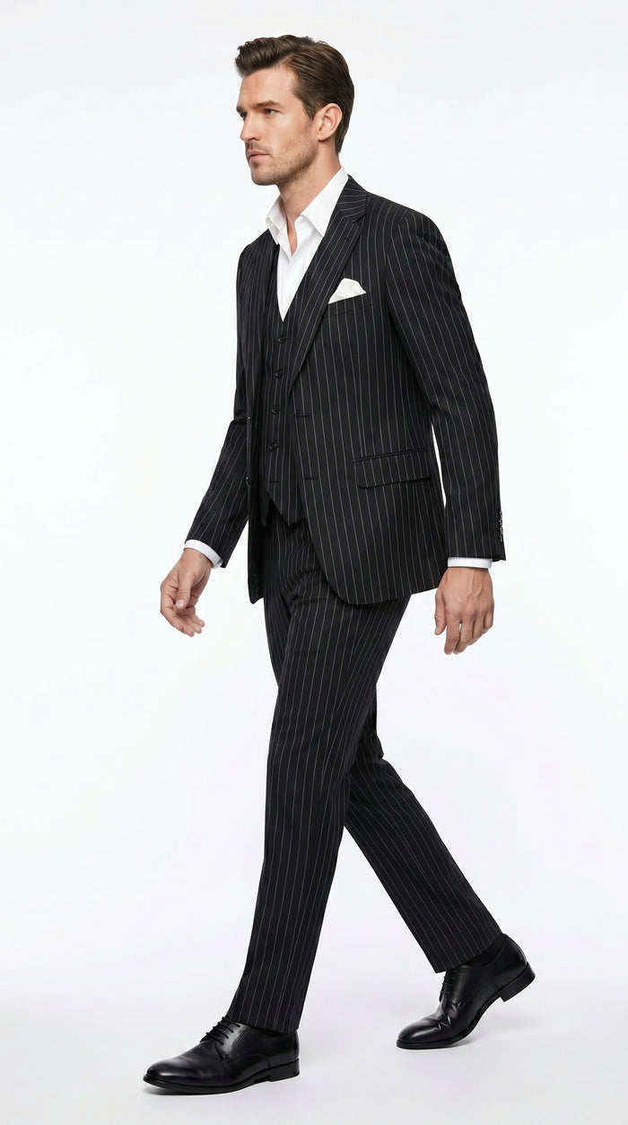 Men’s Black Scarface Inspired Suit with Classic Jacket and Pants, Formal Movie Style Dress Suit