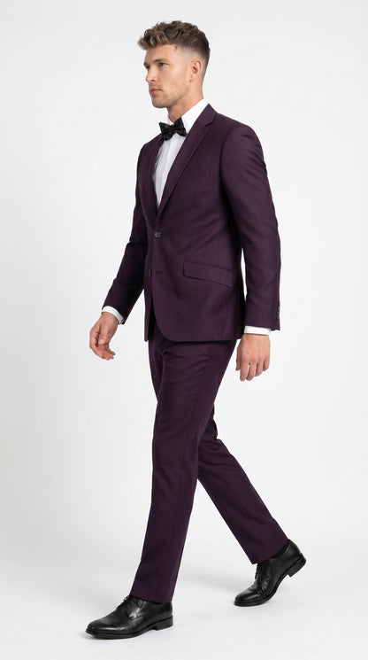 Men’s Plum Eggplant Dark Purple 2 Piece Suit, Formal Wedding Prom Dress Suit