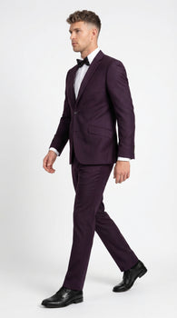 Men’s Plum Eggplant Dark Purple 2 Piece Suit, Formal Wedding Prom Dress Suit