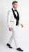 Men’s White and Black Wedding Tuxedo with Black Double Breasted Vest, Groom Prom Suit