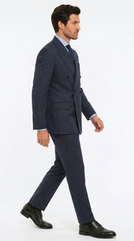 Men’s Kingsman Harrys Blue Pinstripe Double Breasted Suit, Formal Business Dress Suit
