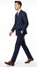 Men’s Indigo Sapphire Blue Plaid 3 Piece Suit with Double Breasted Vest, Slim Fit Windowpane Suit