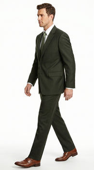 Men’s Dark Olive Green Suit, Classic Formal Dress Suit Clearance Sale