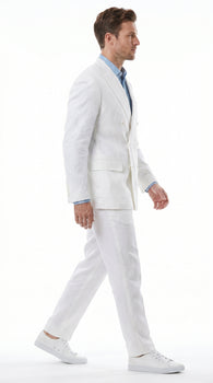 Men’s White Double Breasted Suit with Jacket and Pants, Formal Wedding Dress Suit
