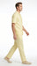 Men’s Cream 100% Linen Walking Suit, Short Sleeve Shirt and Matching Pants Casual Summer Set