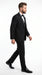 Men’s Black Modern 1 Button Tuxedo Suit with Satin Trim Peak Lapel and Wide Lapel Design