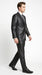 Men’s Vitali Black Sharkskin 2 Button Suit, Formal Wedding Business Dress Suit Set