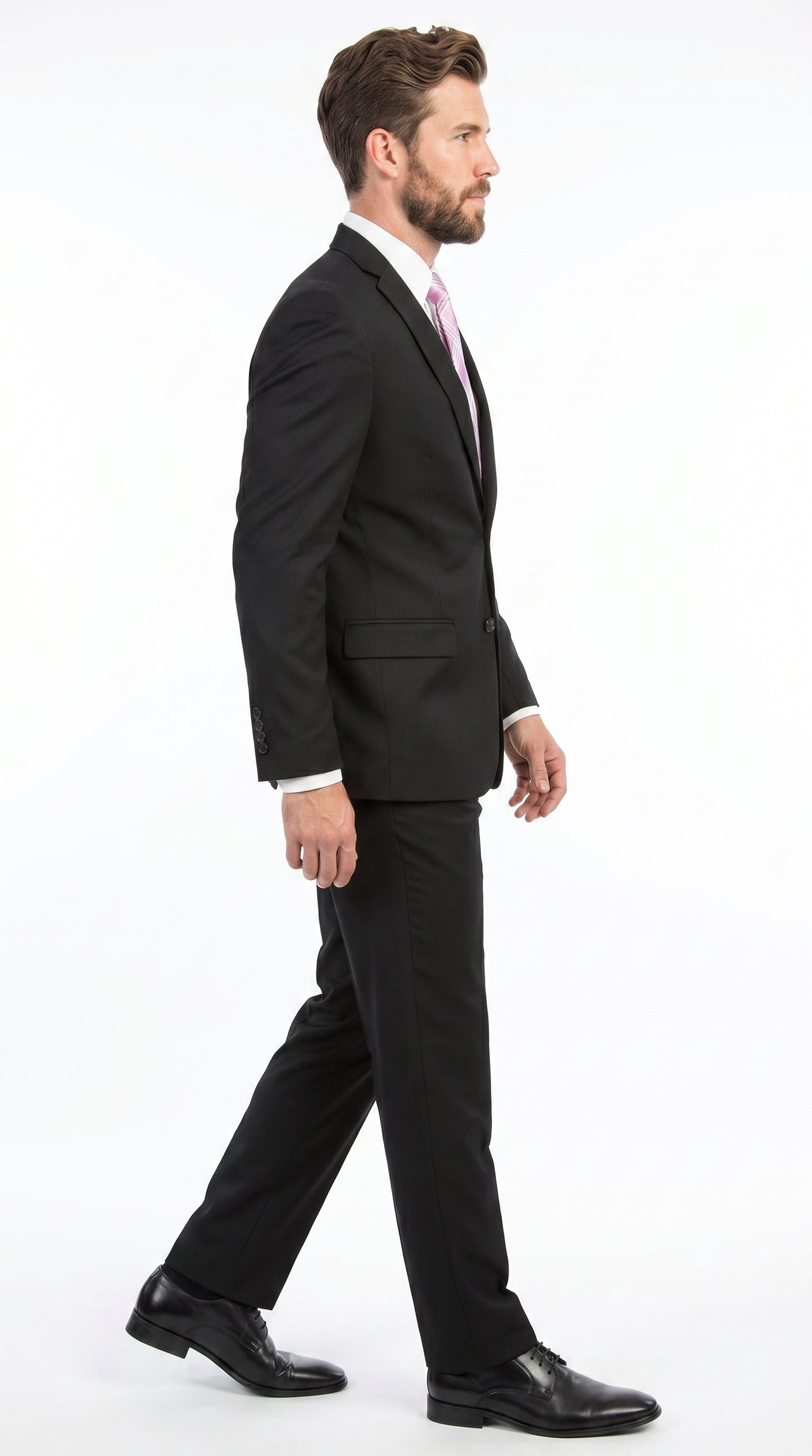 Men’s Black 2 Button Poplin Suit, Formal Wedding Business Church Dress Suit Set Modern Fit