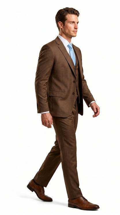 Elegant Men's Chocolate Dark Brown 3 ~ Three Piece  Business Suits Clearance Sale