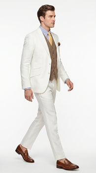 Men’s Off White Great Gatsby 3 Piece Suit, Vintage Wedding Prom Formal Vested Suit Set