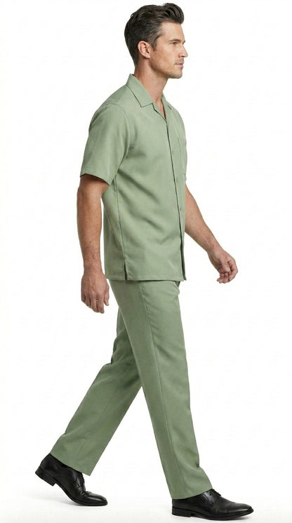 Men’s Mint Big and Tall Walking Suit with Short Sleeve Shirt and Matching Pants