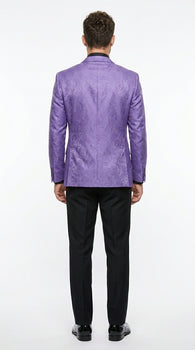 Men’s Purple Paisley Prom Tuxedo Suit, Wedding Floral Jacket with Matching Vest and Pants