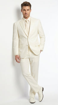 Lucci Classic Ivory 2-Button Budget Tuxedo - Pleated Slacks