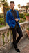 Men’s Blue 1 Button Blazer Jacket with Black Pants, Formal Party Wedding Dress Suit