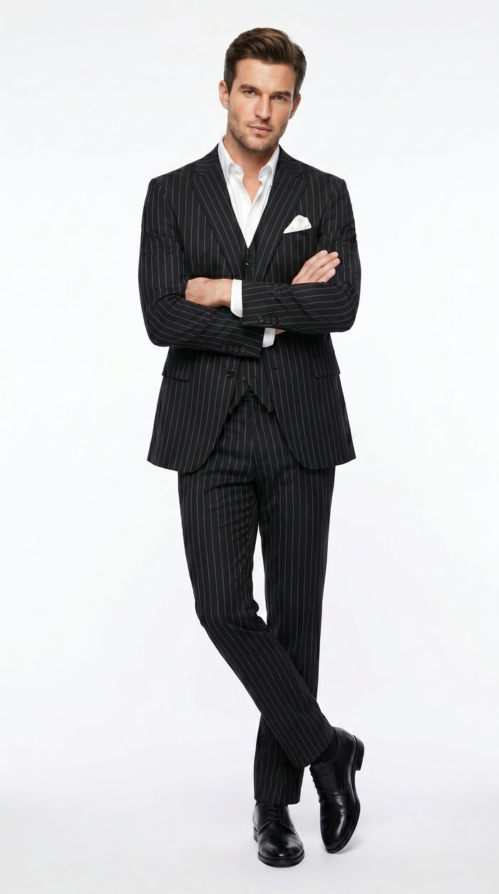 Men’s Black Scarface Inspired Suit with Classic Jacket and Pants, Formal Movie Style Dress Suit