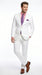 Men’s White Linen 2 Piece Suit with Two Button Jacket, Side Vents and Matching Pants