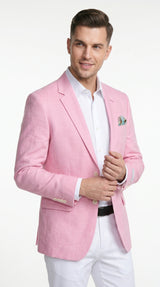 Men’s Pink Lightweight Easter Suit, Jacket and Pants Summer Wedding Prom Dress Suit Set