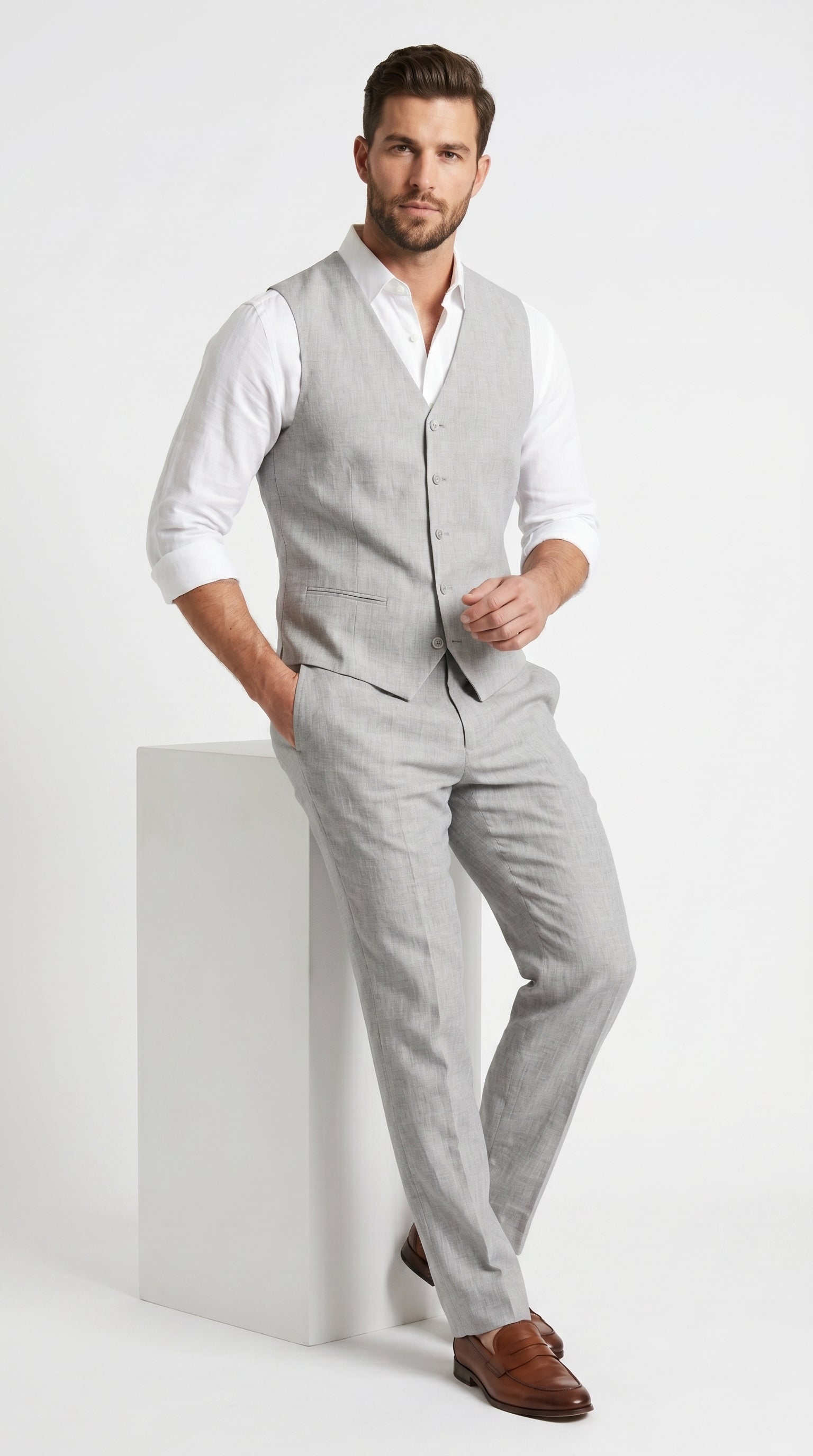 grey dress pants and vest All-Day Elegance Mens Suit Vest Wedding Clothes For Men
