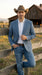 Men’s Light Blue Plaid Western Sport Coat, Business Casual Cowboy Blazer Jacket