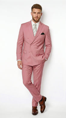 Men’s Blush Pink Double Breasted Easter Suit, Lightweight Summer Wedding Church Dress Suit Set