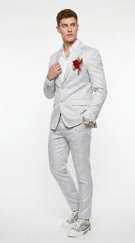 Men’s Silver Grey Shiny Paisley Graduation Suit, Formal Prom Wedding Dress Suit