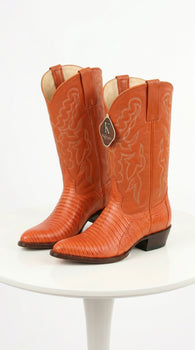 Men’s King Exotic Cognac Teju Lizard Western Boots, Exotic Cowboy Dress Boots 4980703