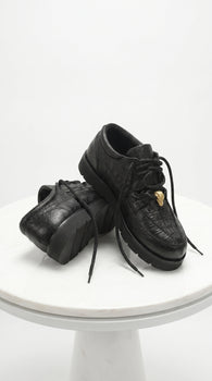 Men’s Los Altos Black Caiman Belly and Ostrich Casual Shoes, Exotic Leather Lace Up Sneakers