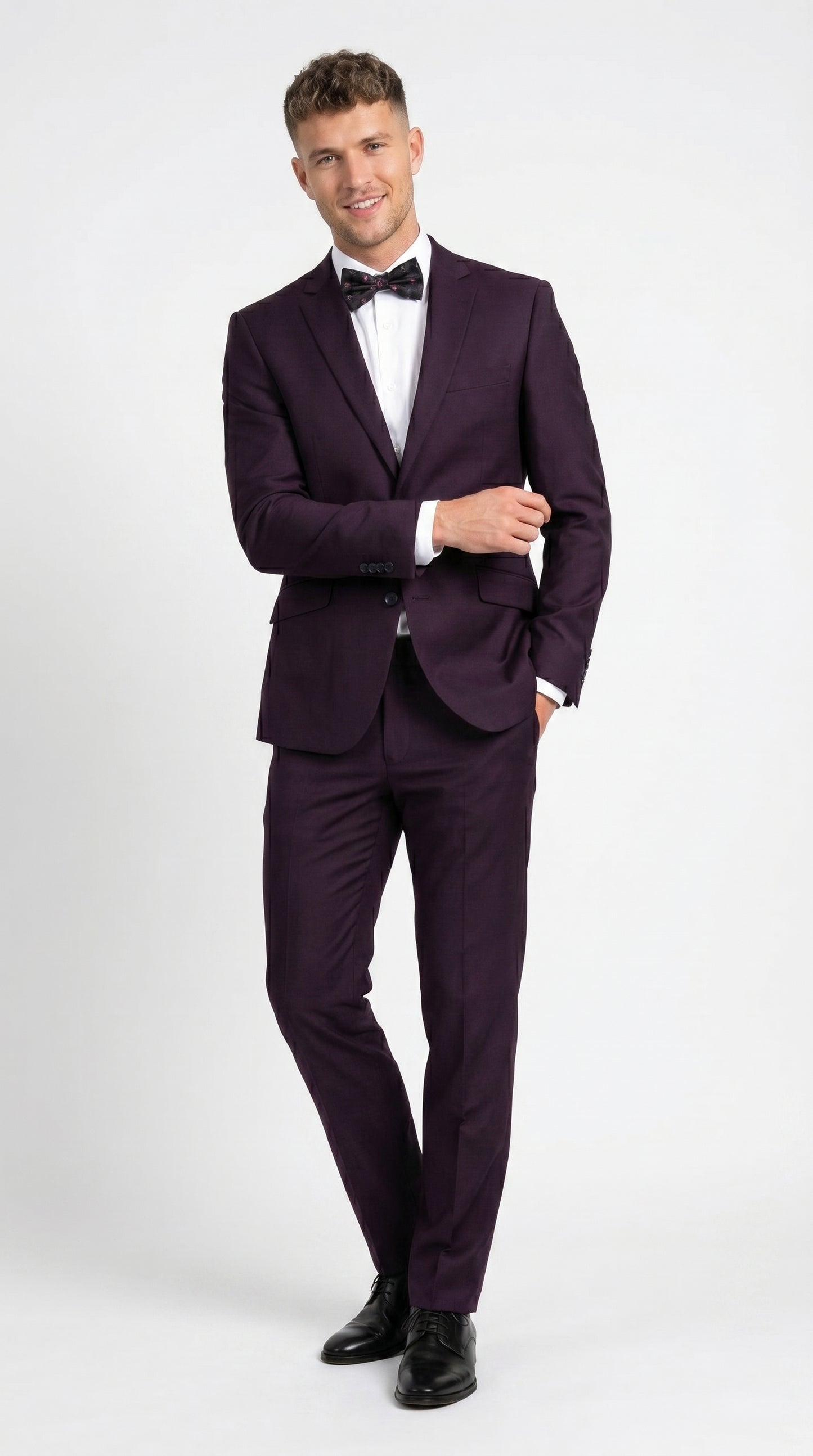 Men’s Plum Eggplant Dark Purple 2 Piece Suit, Formal Wedding Prom Dress Suit