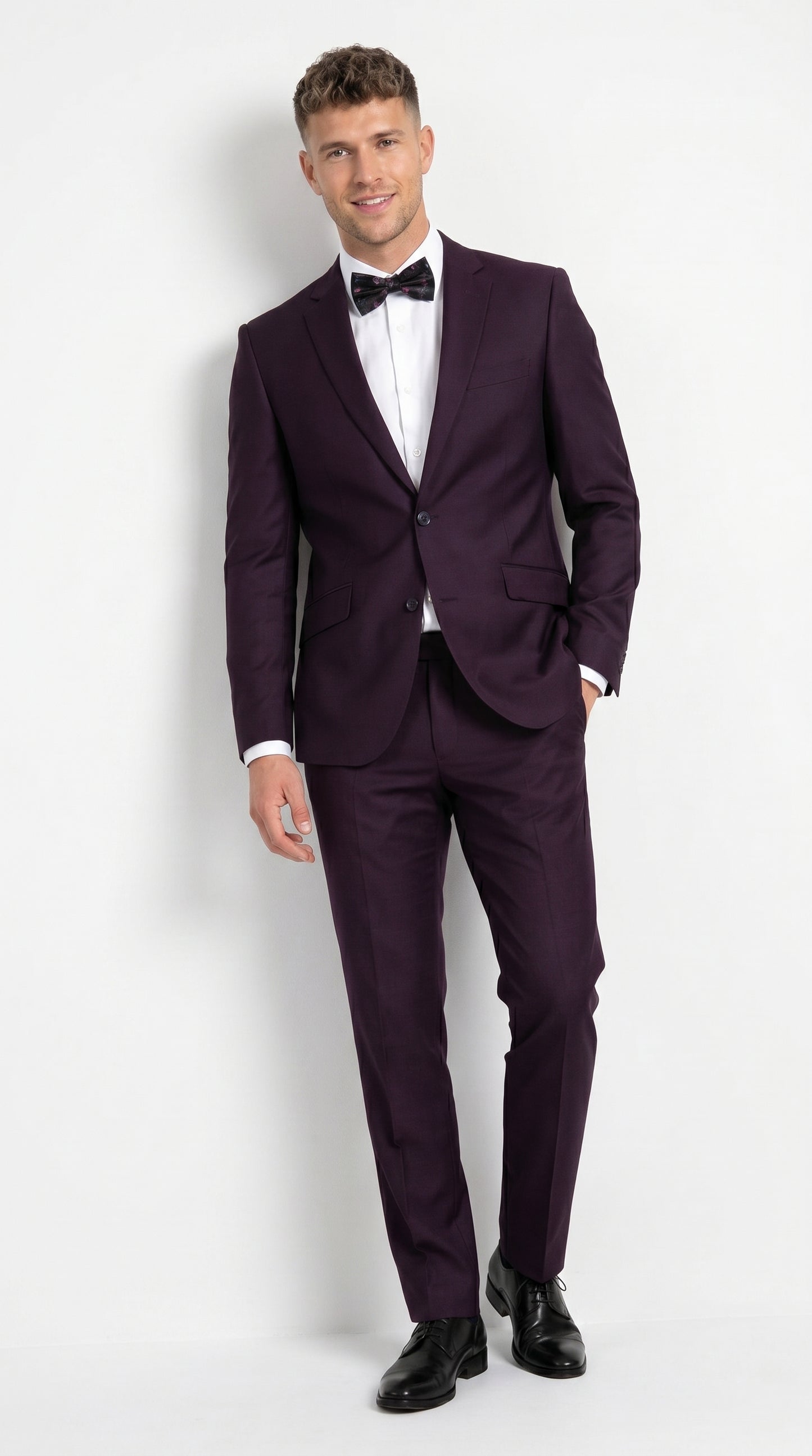 Men’s Plum Eggplant Dark Purple 2 Piece Suit, Formal Wedding Prom Dress Suit
