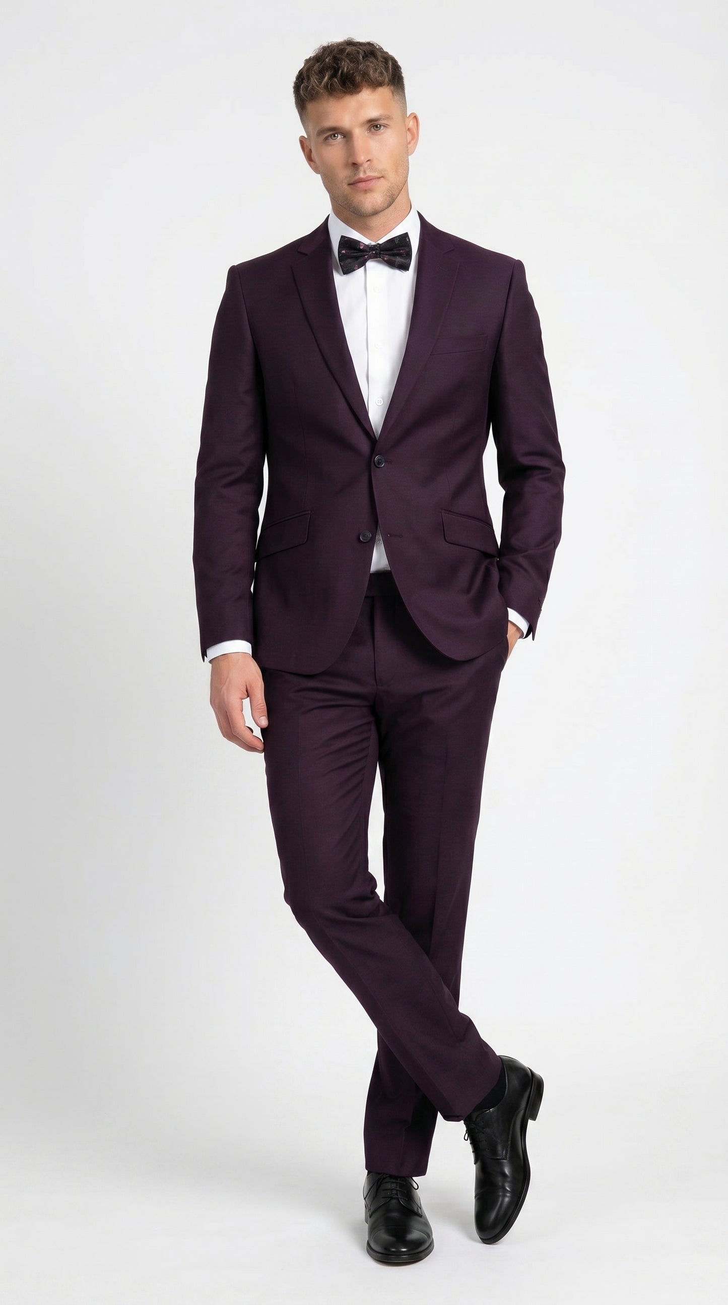 Men’s Plum Eggplant Dark Purple 2 Piece Suit, Formal Wedding Prom Dress Suit