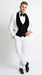 Men’s White and Black Wedding Tuxedo with Black Double Breasted Vest, Groom Prom Suit