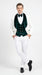 Men’s White and Dark Green Wedding Tuxedo with Double Breasted Vest, Wool Groom Prom Suit